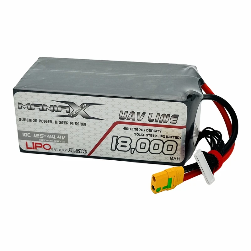 Batería Lipo de estado sólido-ManiaX 12S-44,4 V, 18 000 mAH, 10 C para drones y vehículos aéreos no tripulados