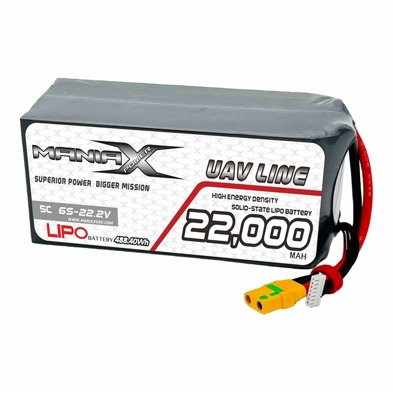 Batería Lipo 6S de estado sólido-de 400 Wh/Kg-22,2 V, 22 000 mAh, 5 C para drones/UAV/eVTOL/multirotores